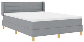 Cama Box com Colchão Cinza Claro, 140 x 200 cm, Tecido