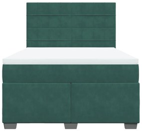 Cama com molas/colchão 160x200 cm veludo verde-escuro
