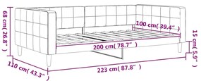 Sofá-cama 100x200 cm veludo cinzento-claro