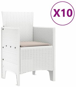 Conjunto de Jantar de Jardim 11 pcs Branco 250 x 100 x 73 cm