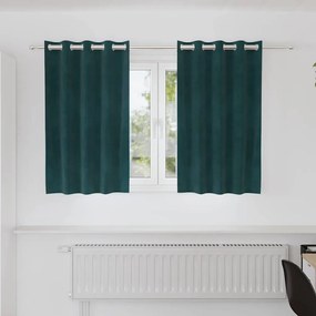 Cortinas Blackout vidaXL com Ilhós 2 pcs Verde Escuro Veludo