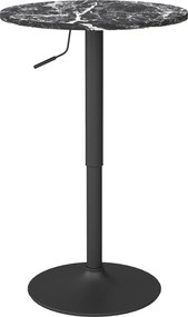 HOMCOM Mesa bistrô para 2 pessoas, ajustável em altura, efeito mármore, 60 x 60 x 68-93,5 cm, Preto | Aosom Portugal