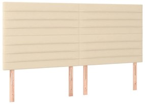 Cabeceira cama c/ LED tecido 200x5x118/128 cm crème