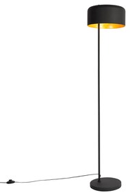 Candeeiro de pé retro preto com interior dourado - Jinte