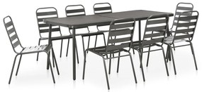 vidaXL 9 pcs conjunto de jantar jardim aço cinzento-escuro