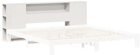 Cabeceira com arrumação 180 cm madeira de pinho maciça branco