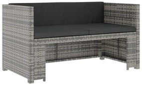 5 pcs conjunto lounge de jardim c/ almofadões vime PE cinzento