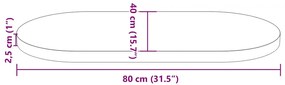 Tampo de mesa oval 80x40x2,5 cm pinho maciço branco