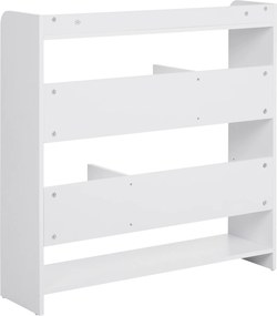 Estante de arrumação 90 x 24 x 91 cm, 4 prateleiras, 3 painéis traseiros branco
