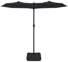Guarda-sol de jardim c/ cabeça dupla/luzes LED 316x240 cm preto