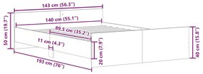 Estrutura de cama sem colchão 140x190 cm madeira velha