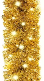 Grinalda de Natal com luzes LED 10 m dourado