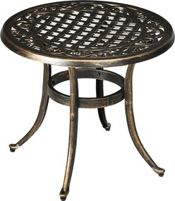 Outsunny Mesa lateral de jardim, mesa de jardim resistente às intempéries com estrutura em alumínio fundido, redonda, 60kg de capacidade Ø60x52,5H cm | Aosom Portugal