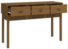 Mesa consola 114x40x75 cm madeira de pinho maciça castanho mel