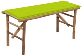 vidaXL Banco de jardim dobrável com almofadão 118 cm bambu