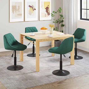 vidaXL Cadeiras de jantar giratórias 4 pcs veludo verde-escuro