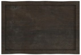 Tampo de mesa com bordas vivas maciço tratado castanho-escuro
