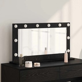vidaXL Espelho de Vanity com Luzes LED Carvalho Preto 80x45x18 cm