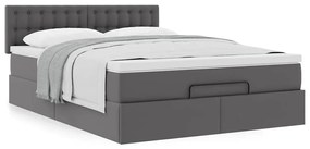 Estrutura de cama otomana com colchão 140x190 cm cinzenta