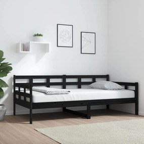 Sofá-cama 90x190 cm madeira de pinho maciça preto