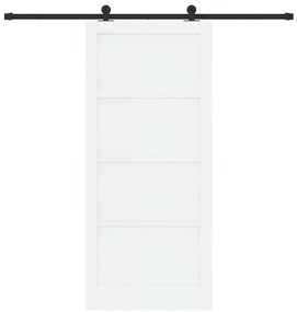 Porta Deslizante com Conjunto de Hardware 'ORKDAL'Branca Madeira Maciç