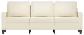 Sofá de 3 lugares 180 cm veludo cor creme
