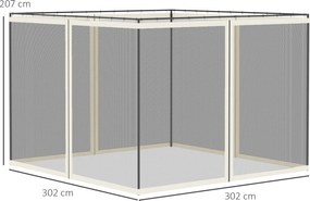 Redes mosquiteiras para tendas de jardim de 3 x 3 (TENDA NÃO INCLUIDA) m - conjunto de 4 redes com fecho de correr + ganchos de fixação - poliéster e