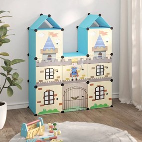340583 vidaXL Armário de arrumação infantil com 8 cubos PP azul