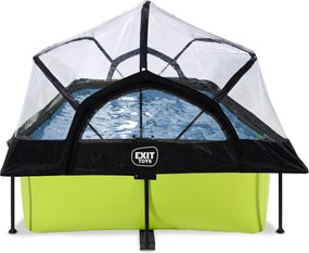 Piscina retangular Lime 220x150x65 cm com bomba de filtragem e cobertura - Verde