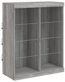 Aparador com luzes LED 202x37x100 cm cinzento sonoma