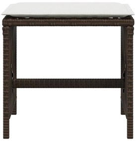 Bancos jardim com almofadões 4 pcs 41x41x36 cm vime PE castanho