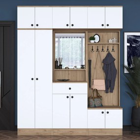 Hall Stand EA108 – Branco e Noz – 179,4x226,4x37,5 cm