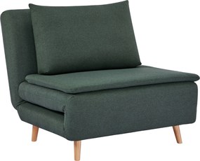 HOMCOM Poltrona-cama 3 em 1 com função de cama, espreguiçadeira, encosto ajustável, pés em madeira de faia, almofada, verde escuro | Aosom Portugal