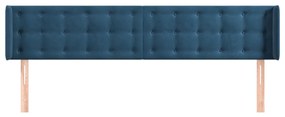 Cabeceira de cama c/ abas tecido 183x16x78/88cm azul-escuro
