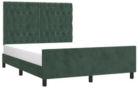 Estrutura de cama sem colchão 140x200 cm veludo verde-escuro
