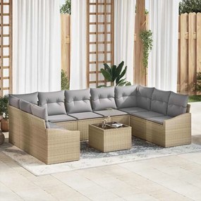 vidaXL Conjunto de Jantar de Jardim com 10 Peças e Almofadas em Rattan Preto