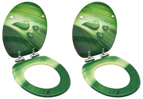 Assentos sanita tampas fecho suave 2 pcs MDF design gotas água
