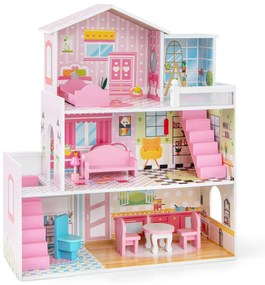 Casa de bonecas infantil com 5 quartos e 10 peças de móveis atraentes, papéis de parede, azulejos, casa dos sonhos, faça você mesmo, para 3 a 7 anos,
