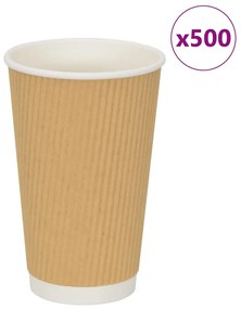 vidaXL Copos de café de papel 500 pcs 16oz 400ml castanho