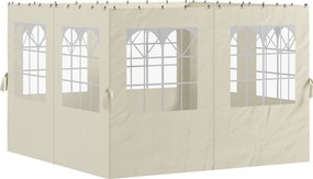 Outsunny 4 Paredes Laterais para Tenda 3x3 m Tenda de Jardim com Ganchos 8 Janelas e Proteção UV Creme | AOSOM Portugal