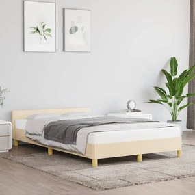 Estrutura de cama sem colchão 120x190 cm tecido creme