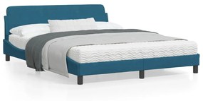 Estrutura de cama c/ cabeceira 160x200 cm veludo azul