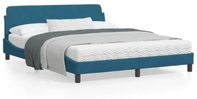 vidaXL Estrutura de cama com cabeceira Dover 160x200 cm veludo azul