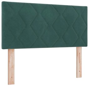 Cama Box Spring vidaXL com Colchão e LED Verde Escuro 90x190 cm Veludo