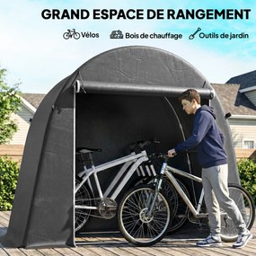 Abrigo de jardim em forma de tenda em Lona  245 x 120 x 200 cm, impermeável, para guardar objetos, com porta enrolável e fecho de correr, cinzento esc