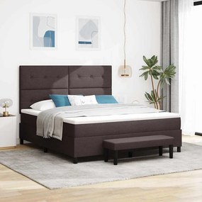vidaXL Cama Box com Colchão e Banco Marrom Escuro 180x200 cm Tecido