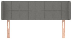 Cabeceira de cama c/ abas tecido 147x16x78/88cm cinzento-escuro