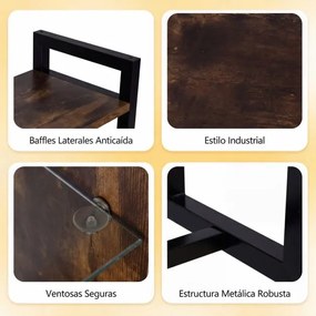 Prateleira suspensa 107 x 24 x 96 cm com luzes LED, controlo remoto via app, 6 níveis, 8 ganchos em S e bolso lateral para cozinha, bar ou casa – Cast