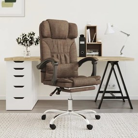 vidaXL Cadeira massagens escritório reclinável tecido castanho