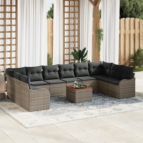 Conjunto de Sofá de Jardim vidaXL com Almofadas Cinza Polirattan Acáci